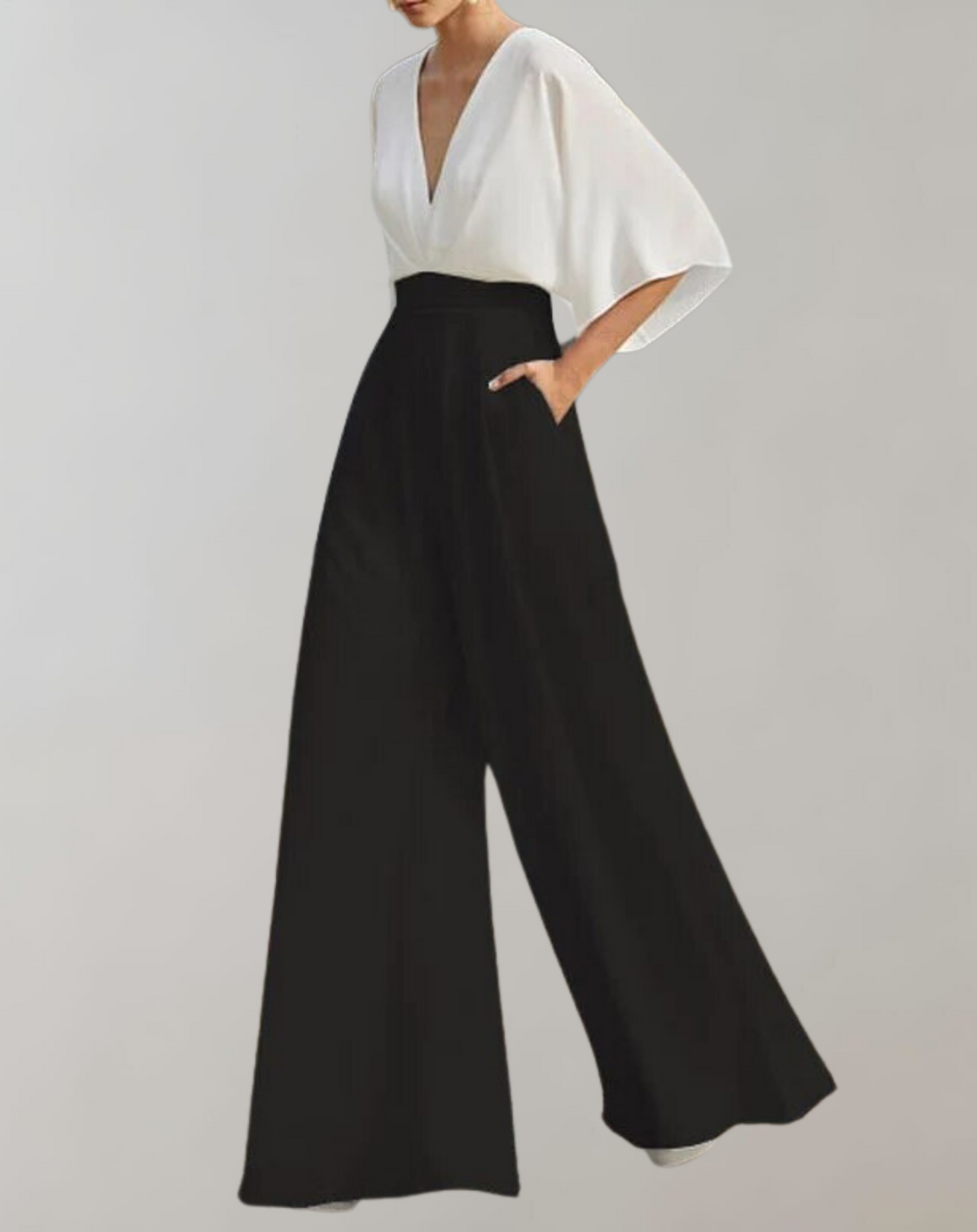 Iolanthe | Damen Wide Leg V-Ausschnitt Jumpsuit