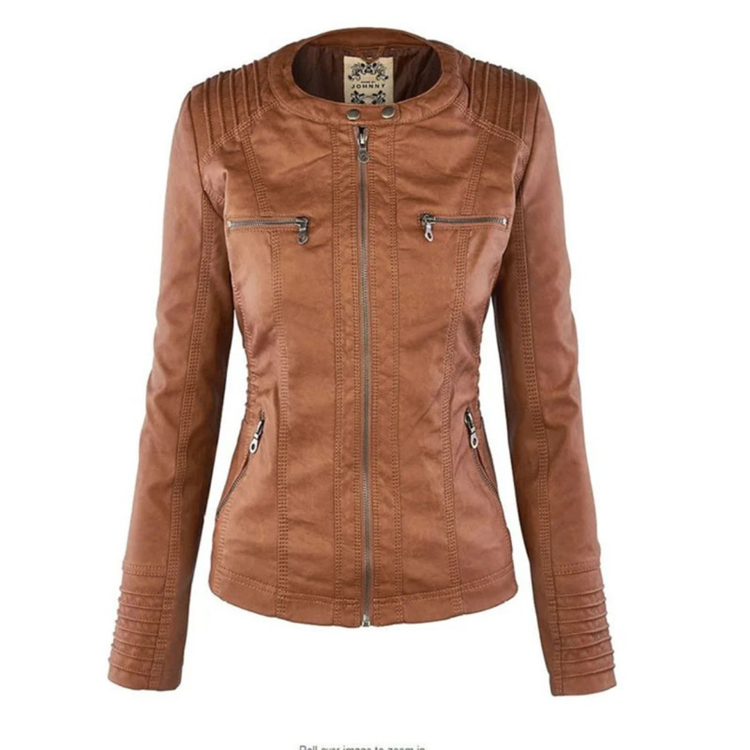 Isabella | Damen Kunstleder Jacke mit Kapuze