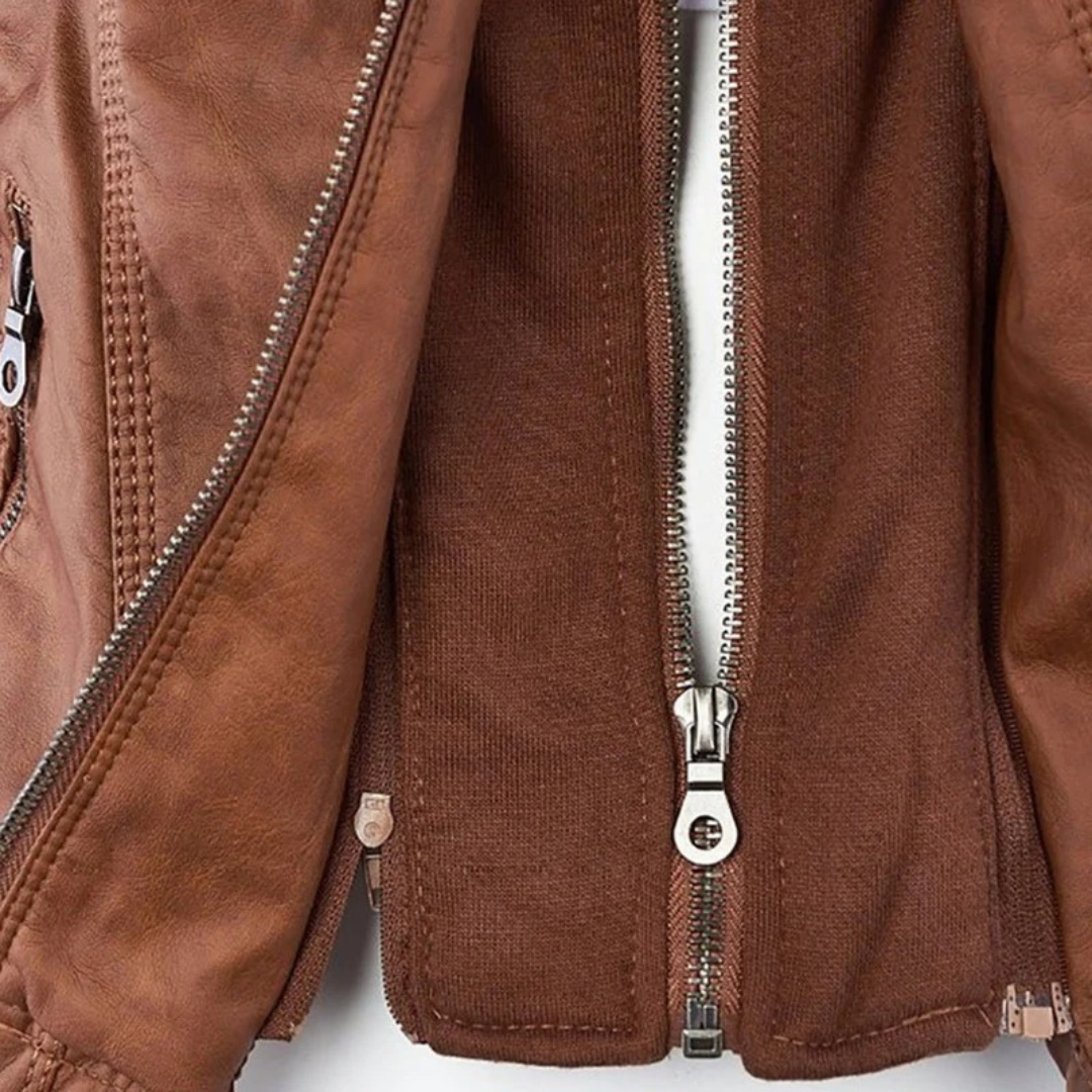 Isabella | Damen Kunstleder Jacke mit Kapuze