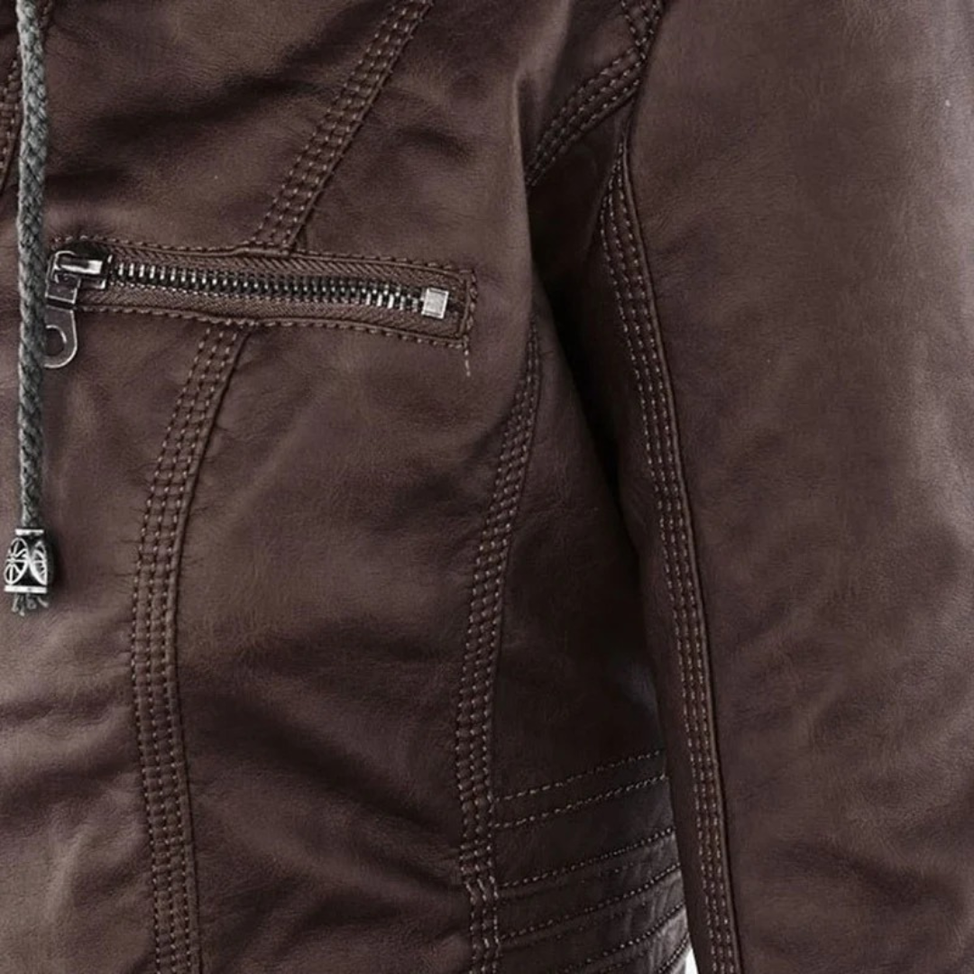 Isabella | Damen Kunstleder Jacke mit Kapuze