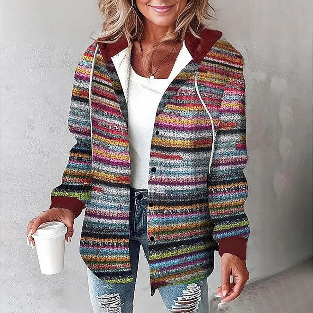 Annika | Damen Winter Freizeit Karo Hoodie Jacke