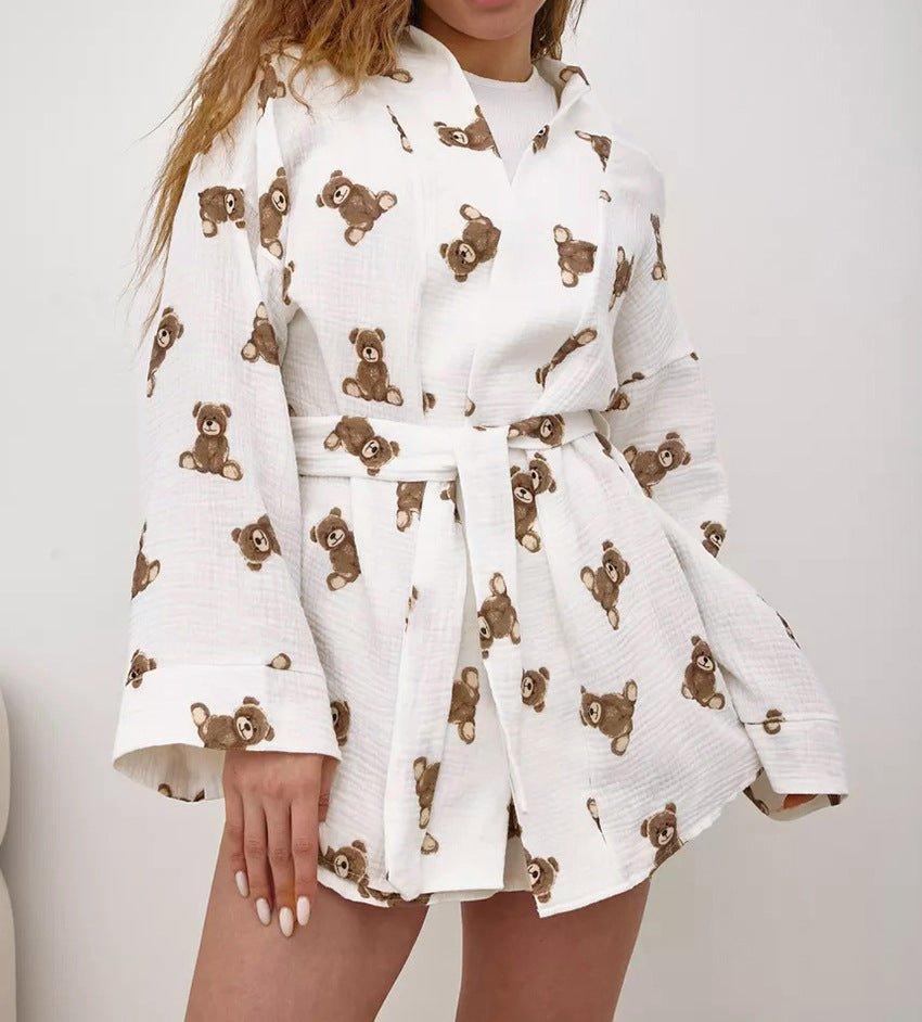 Ivy – Baumwoll-Loungewear-Set mit süßem Teddy-Print