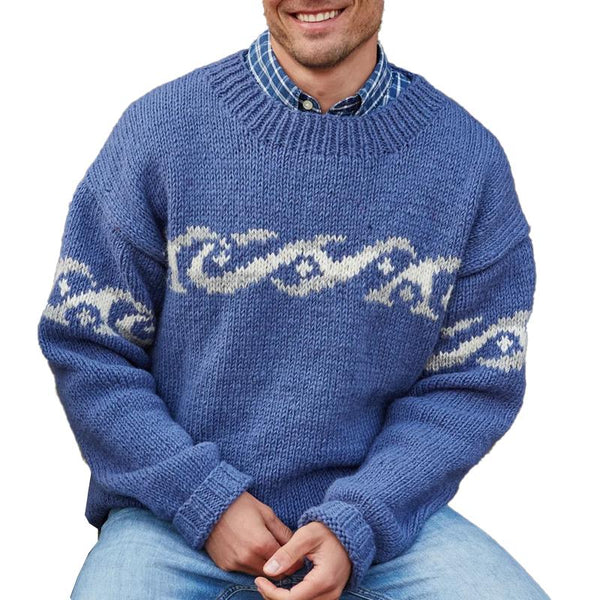 HERREN-RUNDHALS-STRICKPULLOVER -JACQUARD