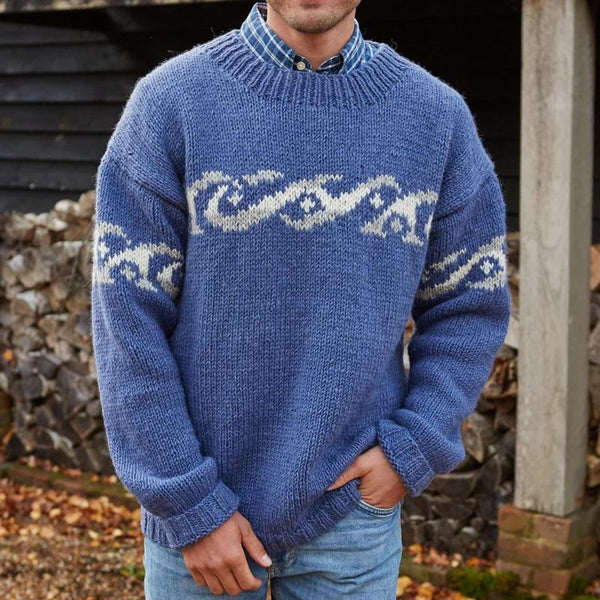HERREN-RUNDHALS-STRICKPULLOVER -JACQUARD