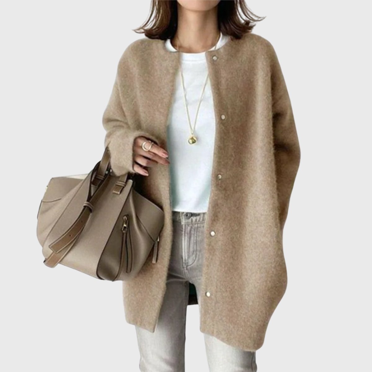 Leonie | Kaschmir Cardigan Lang Knopfleiste Elegant Strick