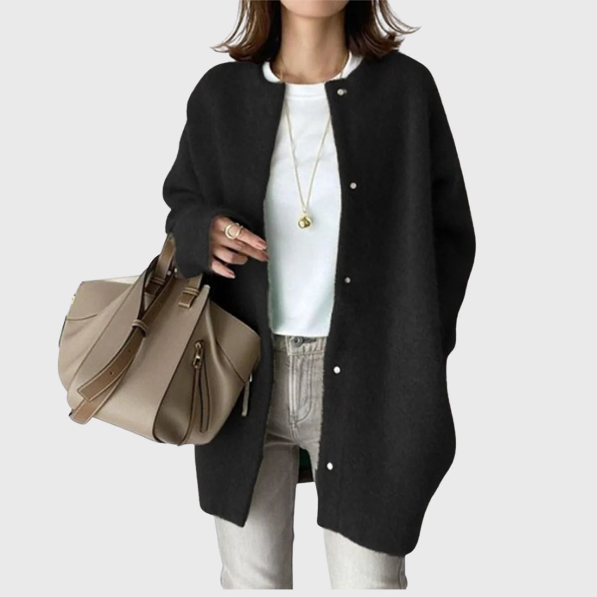 Leonie | Kaschmir Cardigan Lang Knopfleiste Elegant Strick