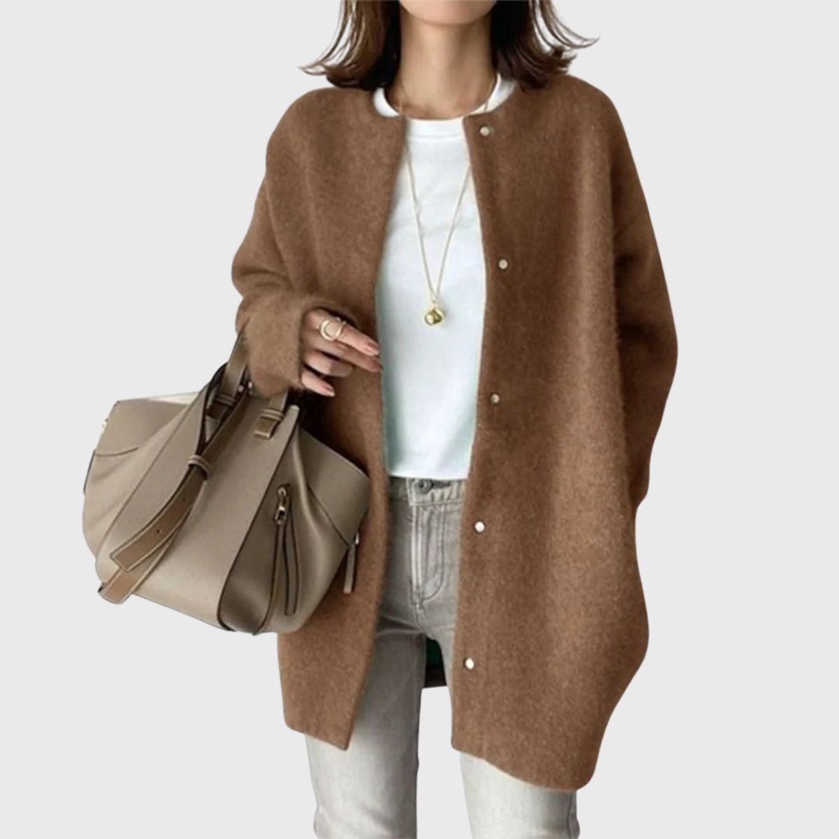 Leonie | Kaschmir Cardigan Lang Knopfleiste Elegant Strick