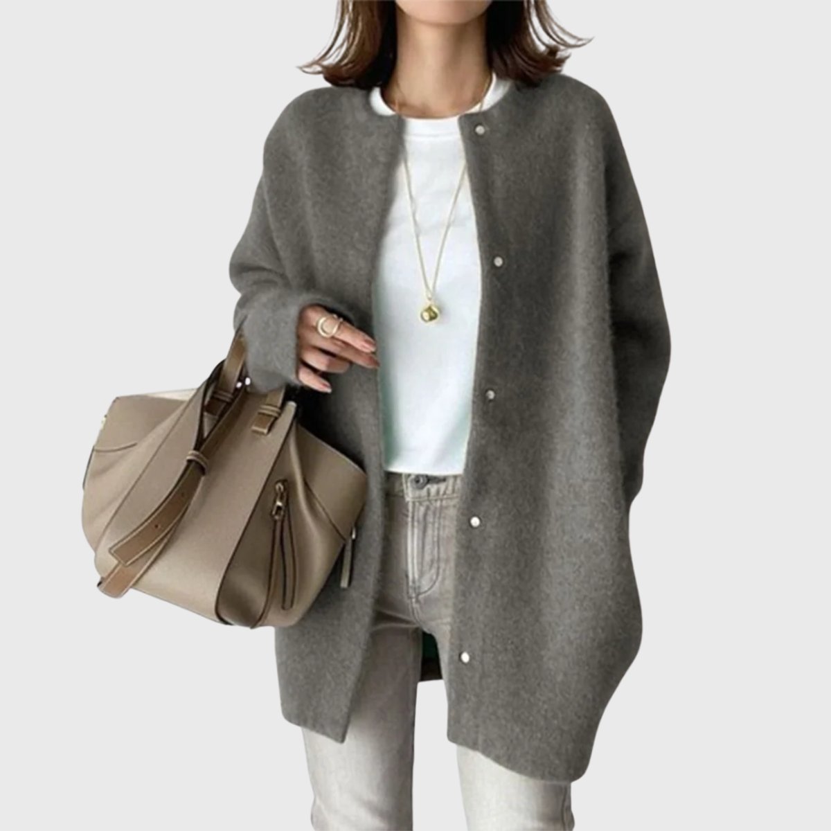 Leonie | Kaschmir Cardigan Lang Knopfleiste Elegant Strick