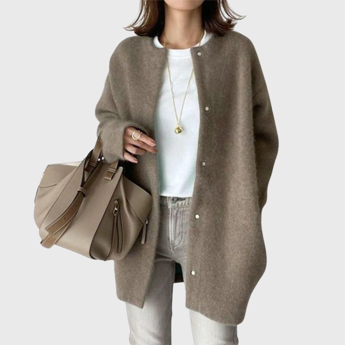Leonie | Kaschmir Cardigan Lang Knopfleiste Elegant Strick