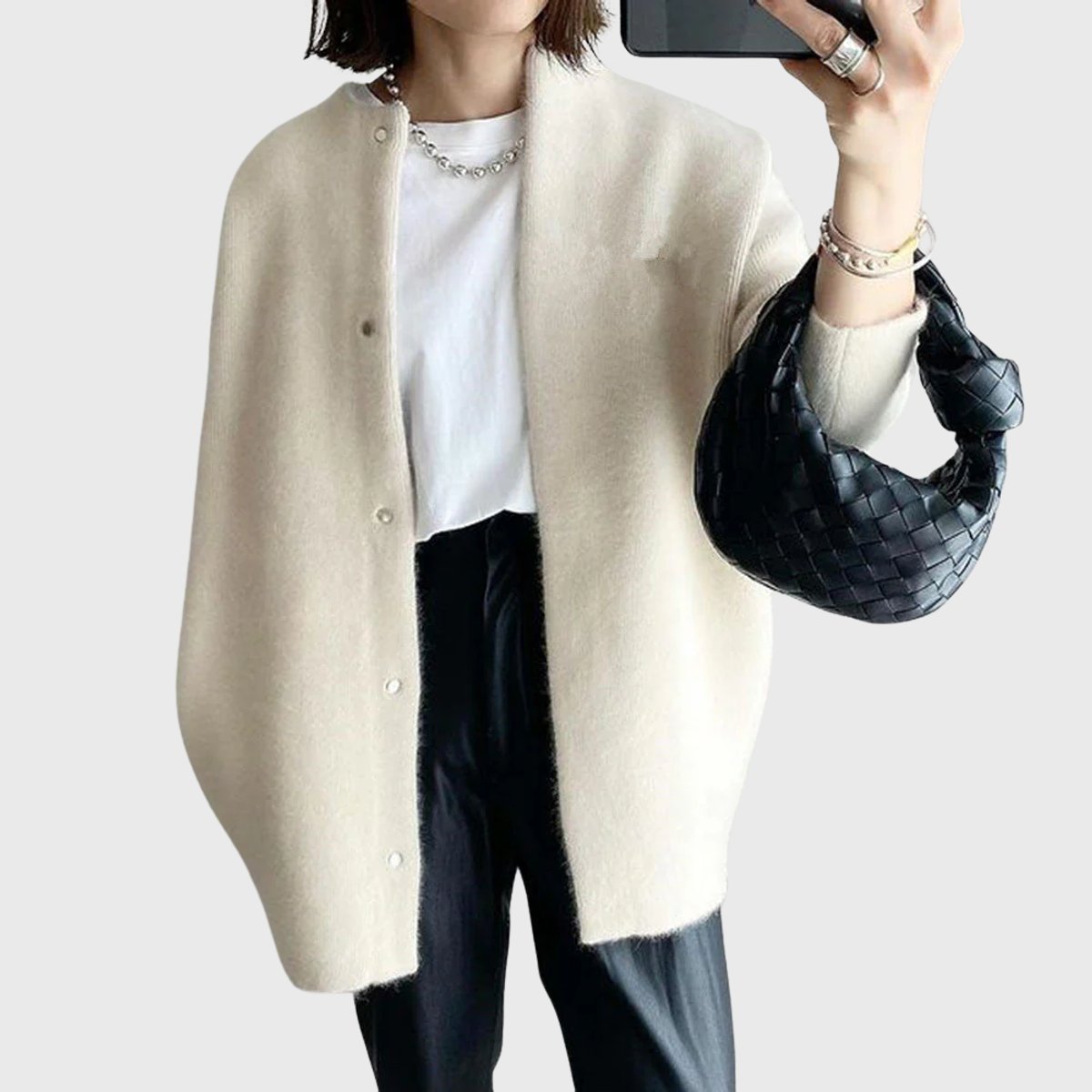 Leonie | Kaschmir Cardigan Lang Knopfleiste Elegant Strick