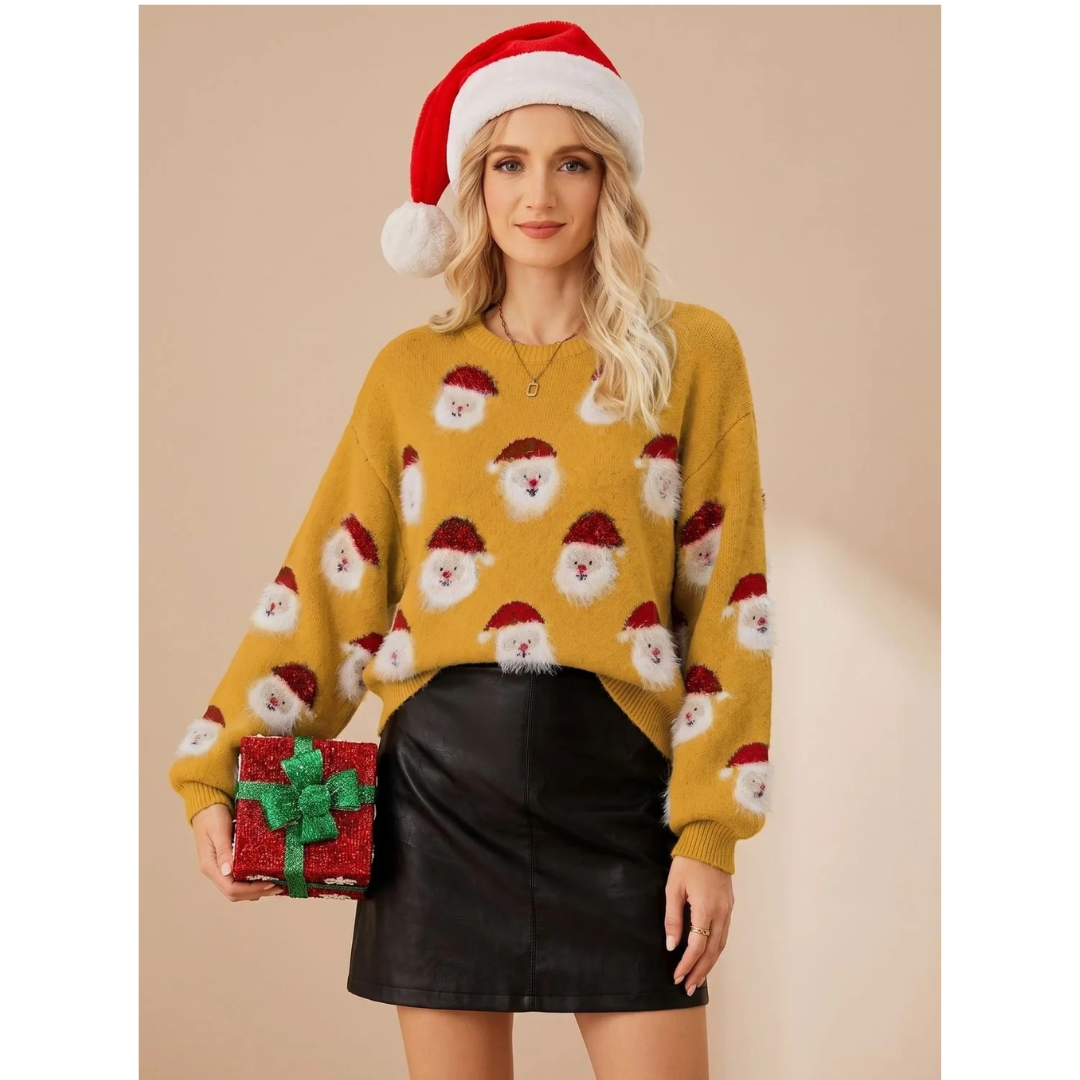 Katinka | Damen Oversized Pullover mit Weihnachten und langen Armen