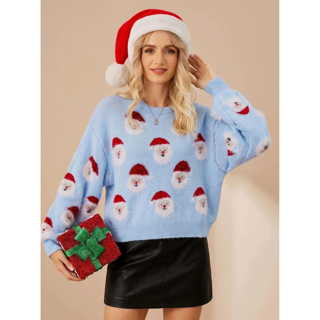 Katinka | Damen Oversized Pullover mit Weihnachten und langen Armen