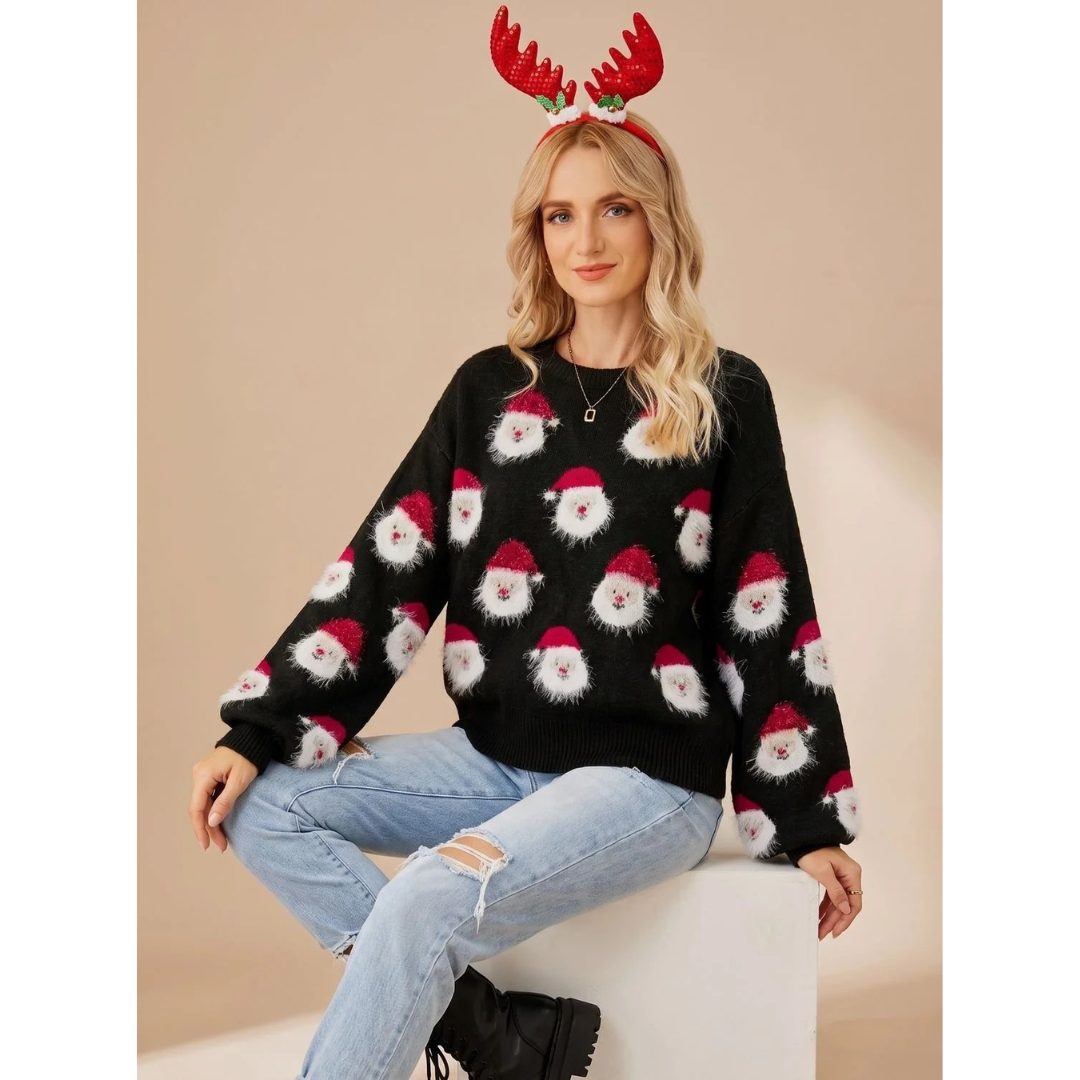 Katinka | Damen Oversized Pullover mit Weihnachten und langen Armen