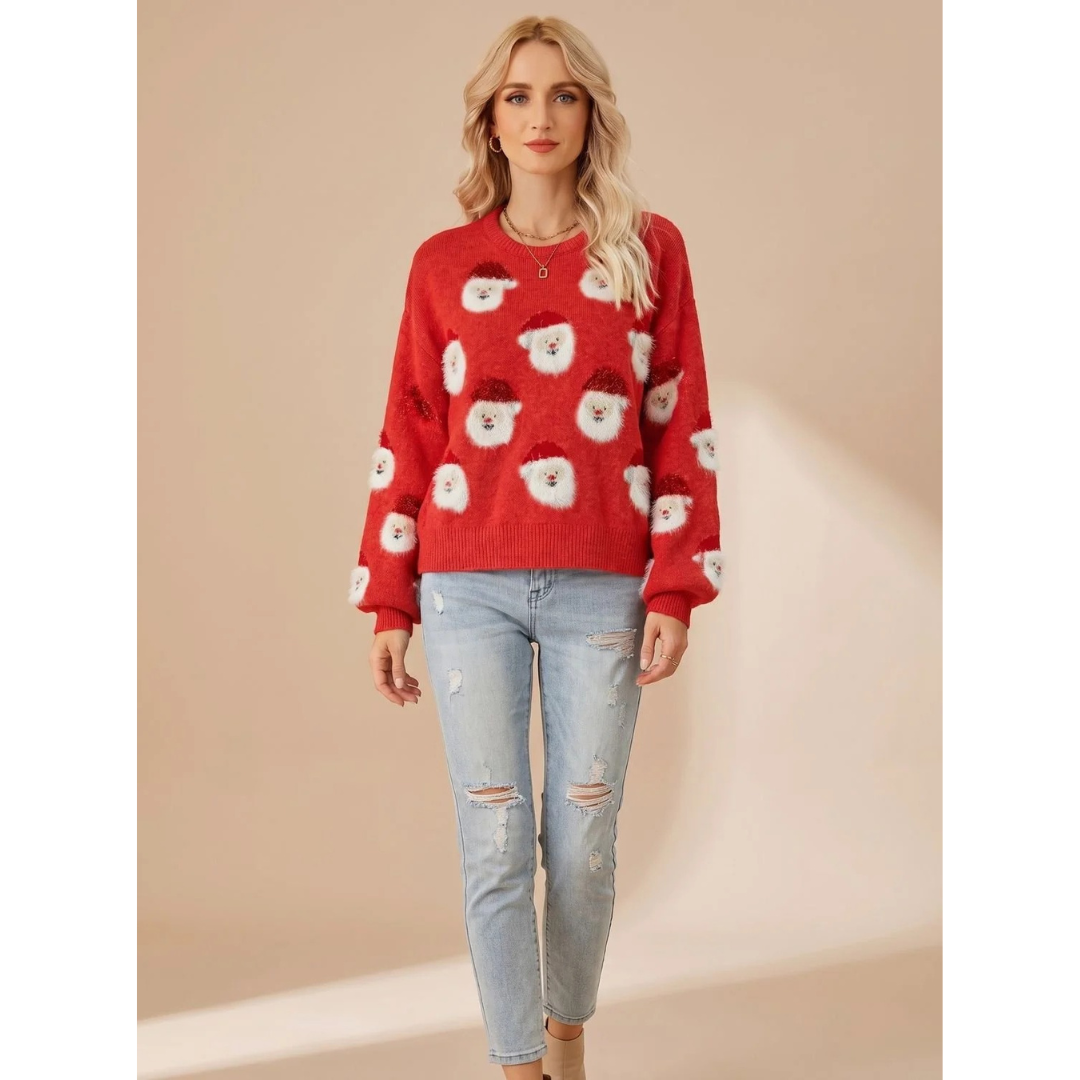Katinka | Damen Oversized Pullover mit Weihnachten und langen Armen