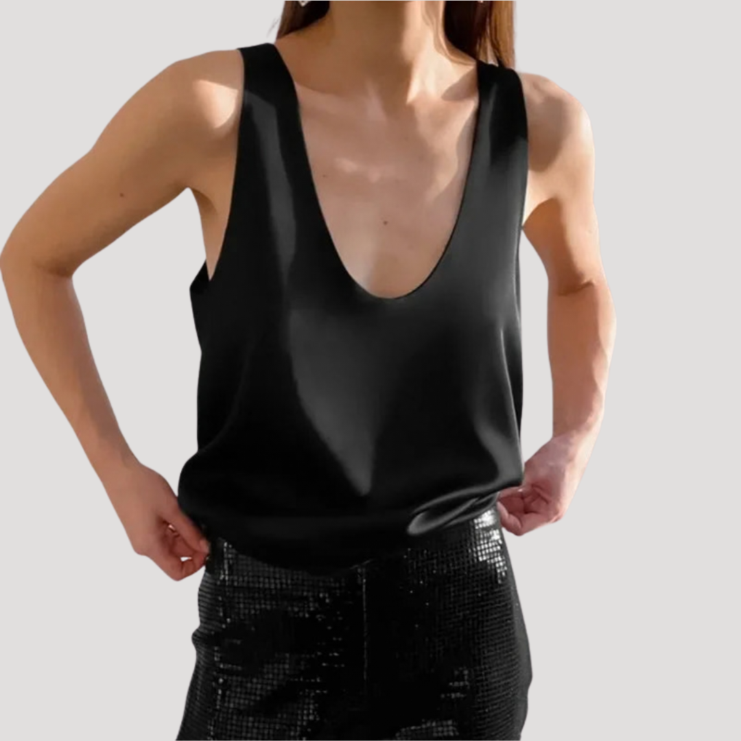 Katja | Damen Tanktop Tiefem V-Ausschnitt Ärmellos