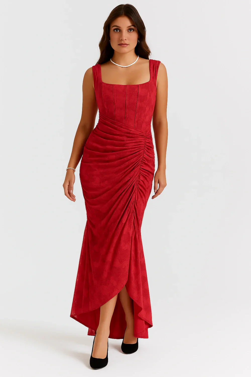Annika | Damen Korsett Maxikleid Rüschen – Elegantes Korsett Maxi Kleid 2026