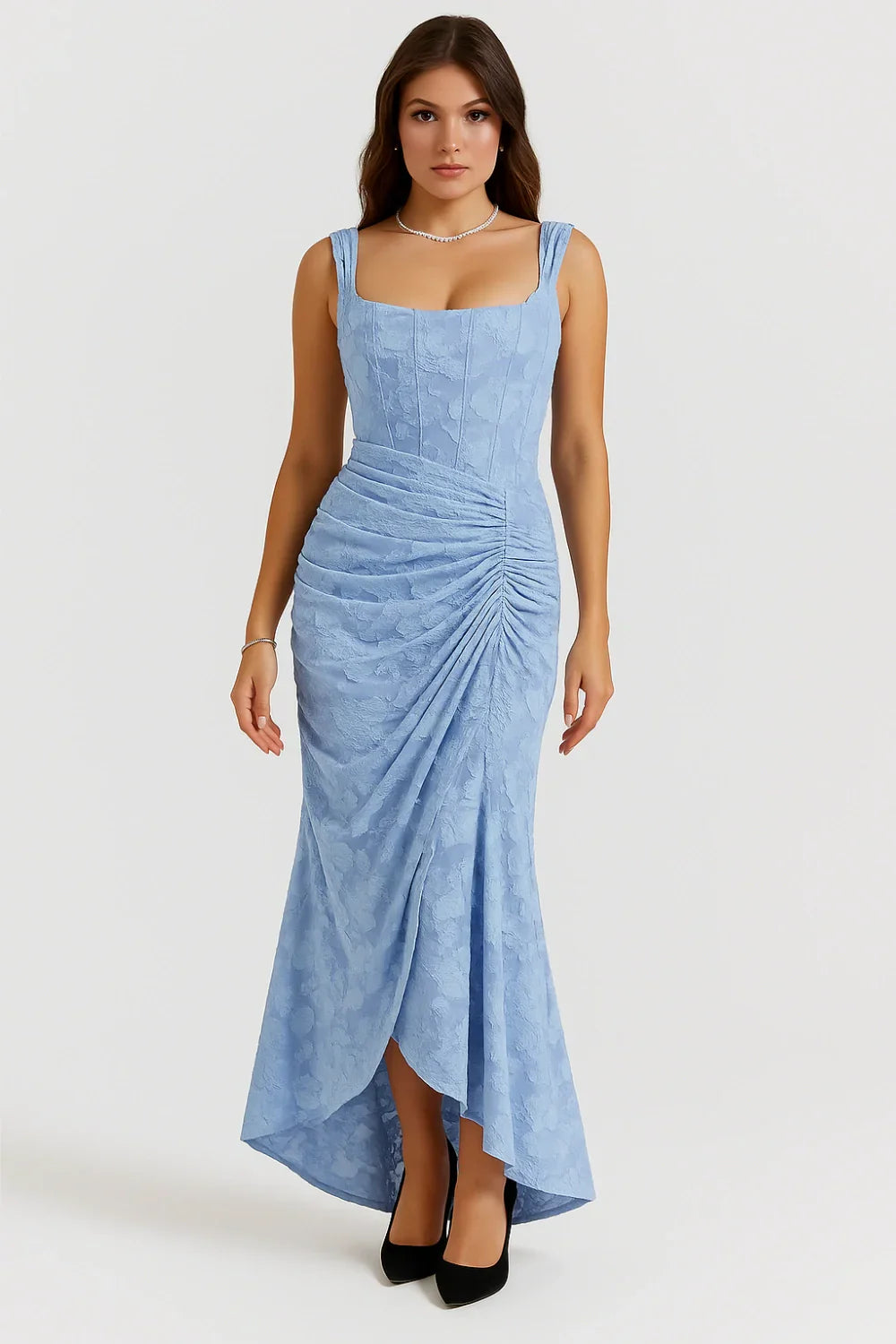 Annika | Damen Korsett Maxikleid Rüschen – Elegantes Korsett Maxi Kleid 2026