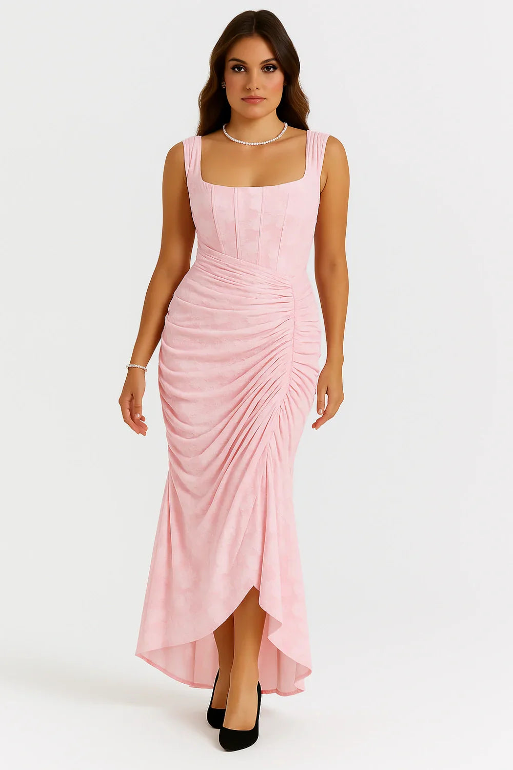 Annika | Damen Korsett Maxikleid Rüschen – Elegantes Korsett Maxi Kleid 2026