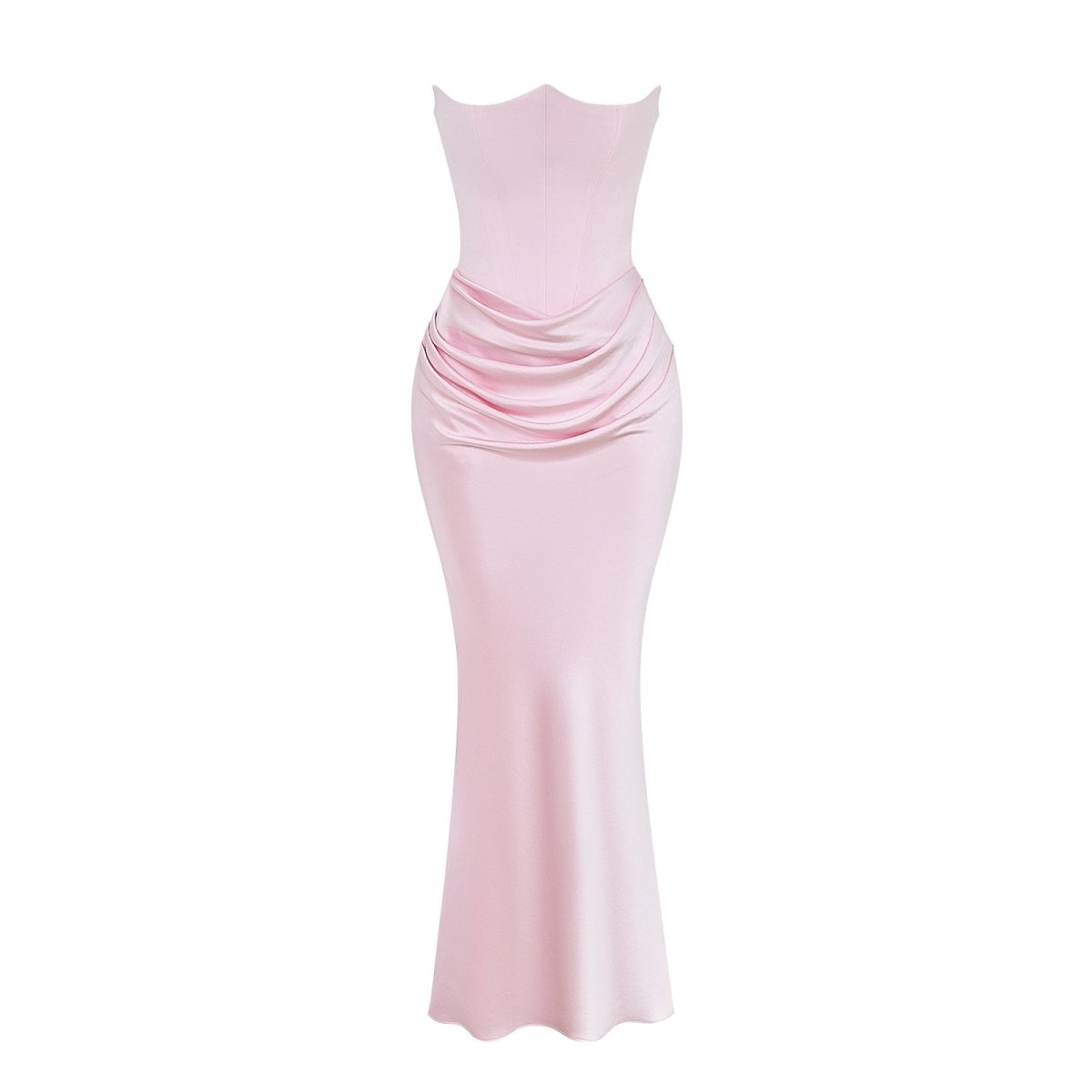 Sabrina | Damen Trägerloses Korsett Maxikleid Satin – Satin Korsett Maxi 2026