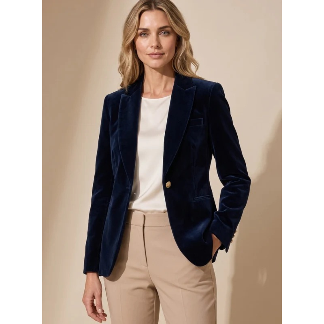 Kunigunde | Damen Blazer aus Samt mit Langarm, Revers und Knöpfen