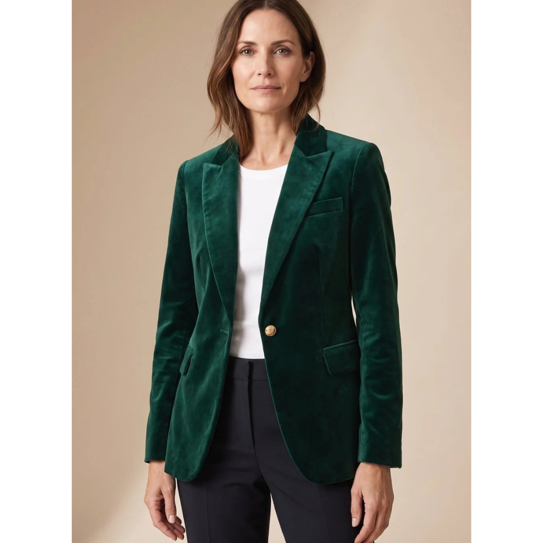 Kunigunde | Damen Blazer aus Samt mit Langarm, Revers und Knöpfen
