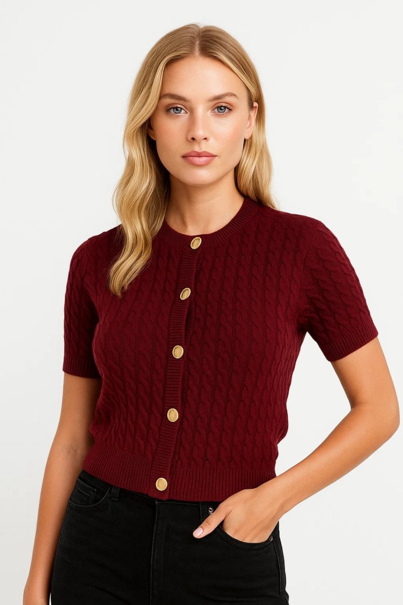 Kurzarm Strickjacke Damen Elegant