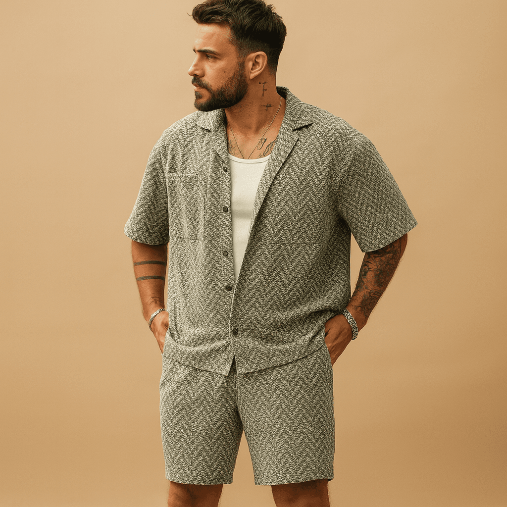 Kurzarmhemd Shorts Set Herren
