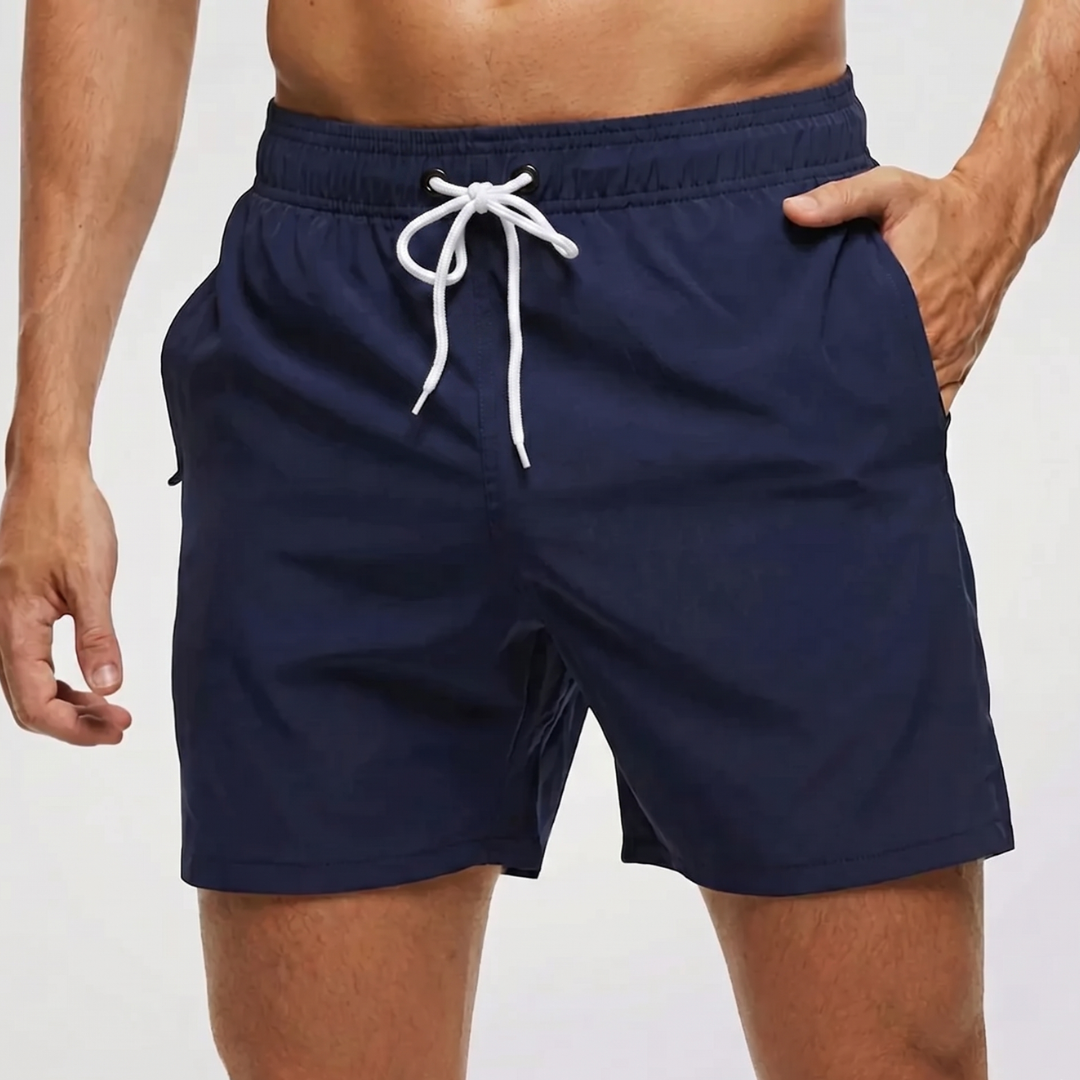 Kurze Herren-Badeshorts mit Kontrastbund