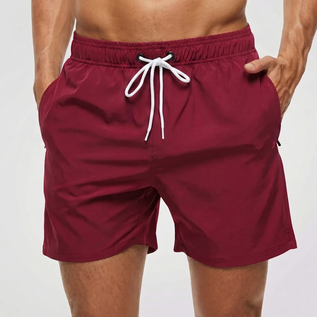 Kurze Herren-Badeshorts mit Kontrastbund