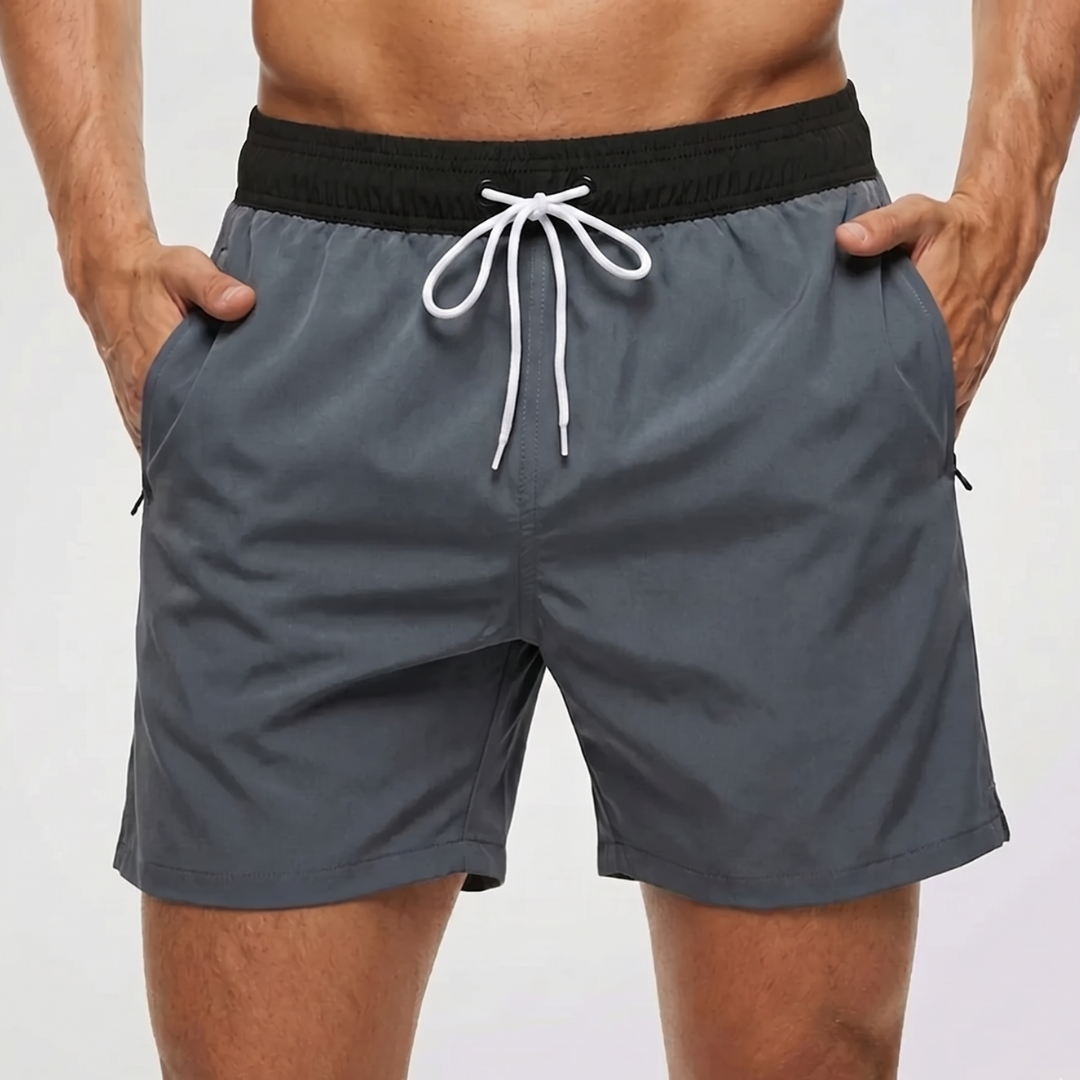 Kurze Herren-Badeshorts mit Kontrastbund