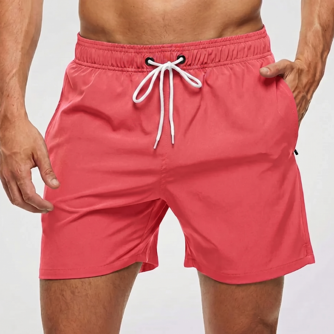 Kurze Herren-Badeshorts mit Kontrastbund