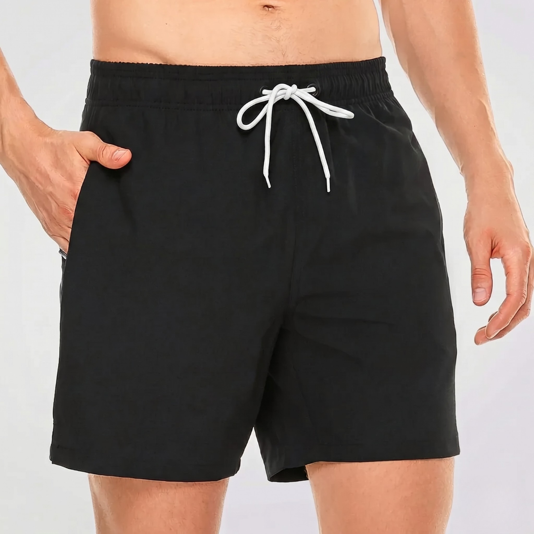 Kurze Herren-Badeshorts mit Kontrastbund