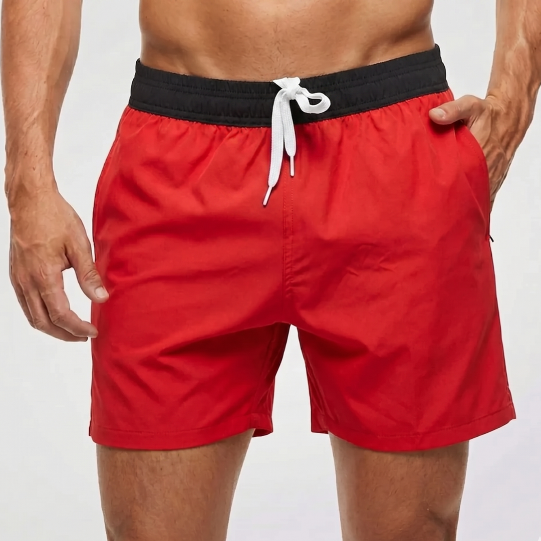 Kurze Herren-Badeshorts mit Kontrastbund