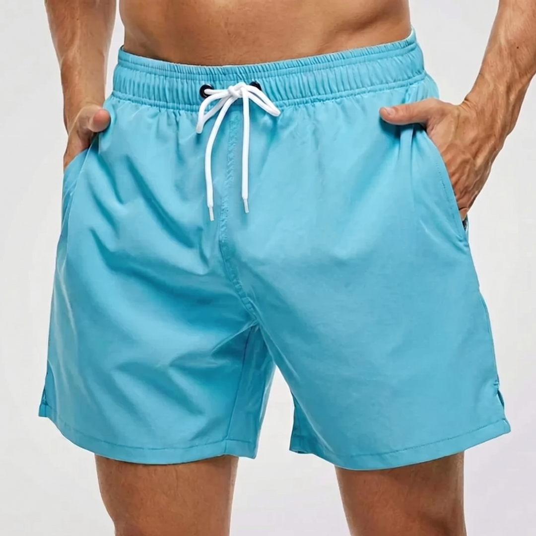 Kurze Herren-Badeshorts mit Kontrastbund
