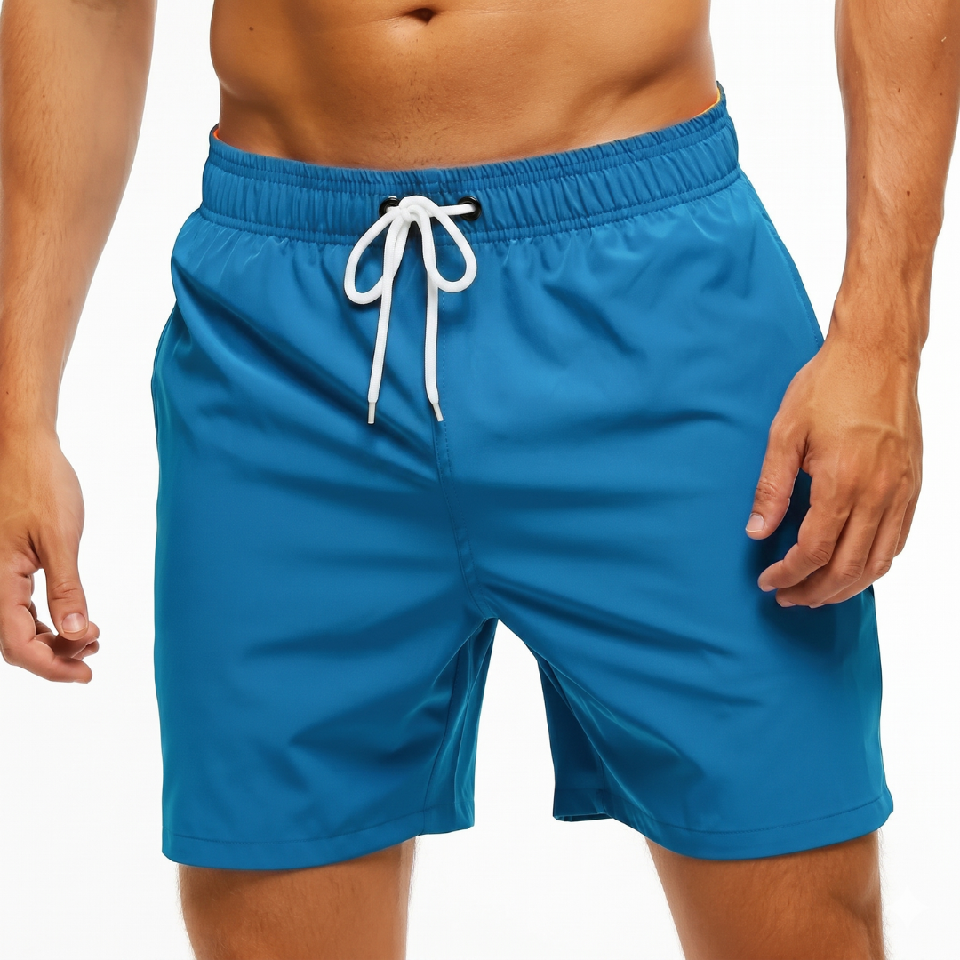 Kurze Herren-Badeshorts mit Kontrastbund