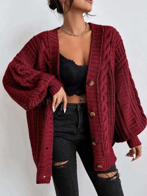 Lässiger Zopfmuster-Cardigan