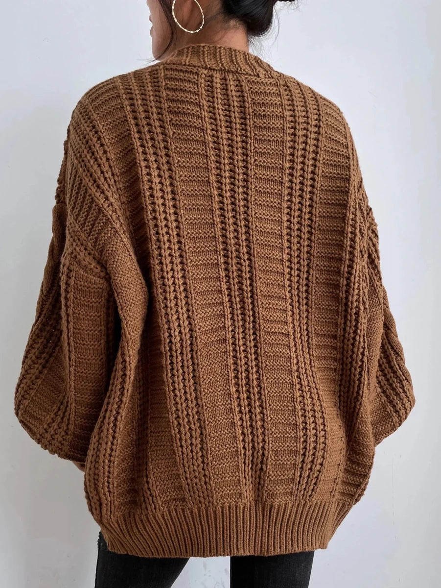 Lässiger Zopfmuster-Cardigan