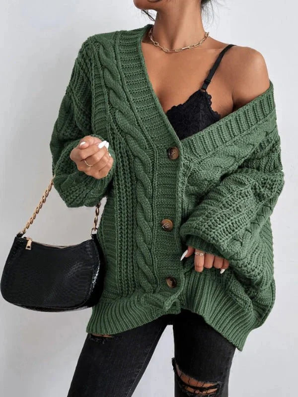 Lässiger Zopfmuster-Cardigan