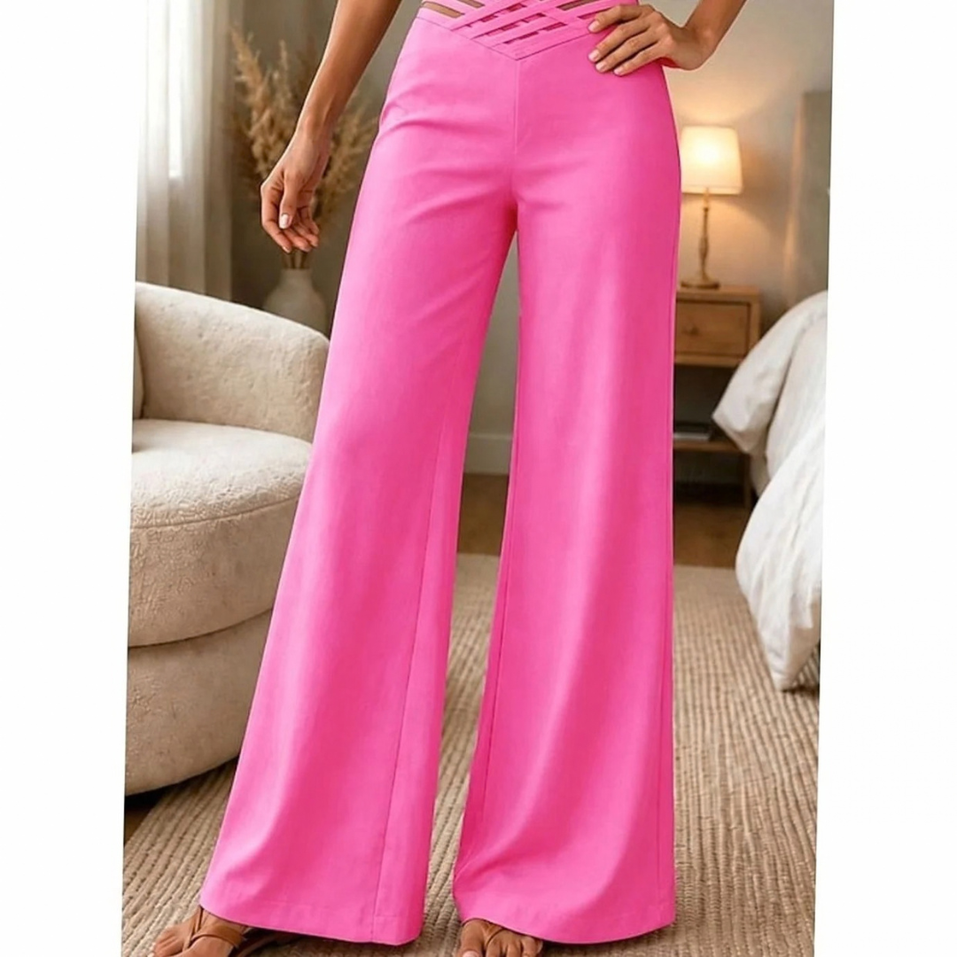 Lavinia | Damen Hose mit High Waist und Crossover Bund