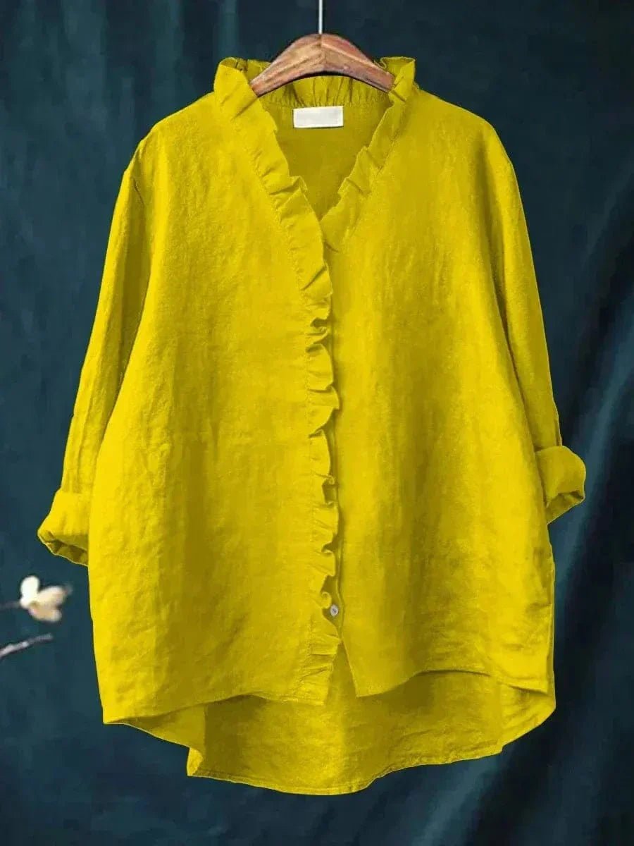 Nora | Leinen Rüschen Bluse Langarm Relaxed Fit Sommer