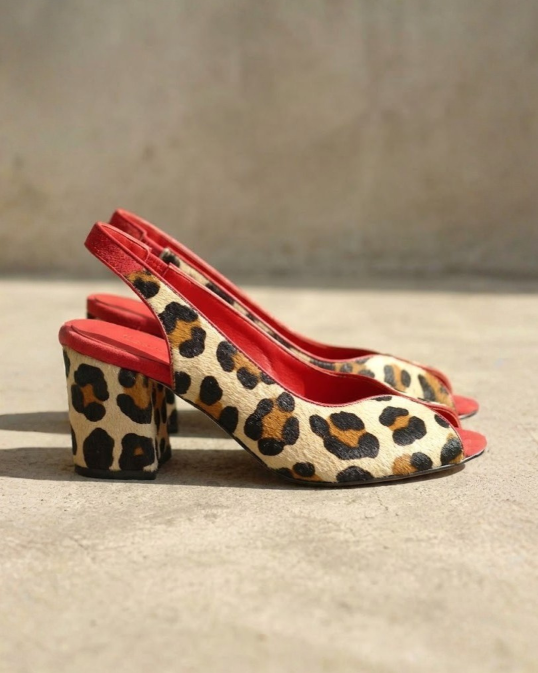 Leona | Damen Leopardenmuster Block Absatz Sandalette