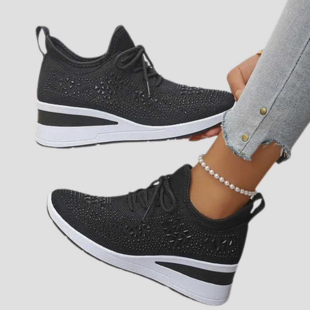 Lirenne | Damen Glitzer Sneaker mit Strasssteinen Plateau