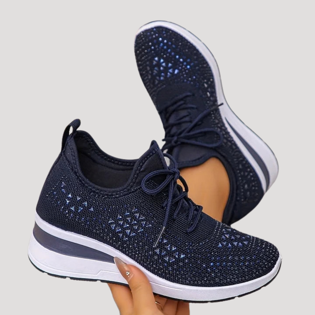 Lirenne | Damen Glitzer Sneaker mit Strasssteinen Plateau