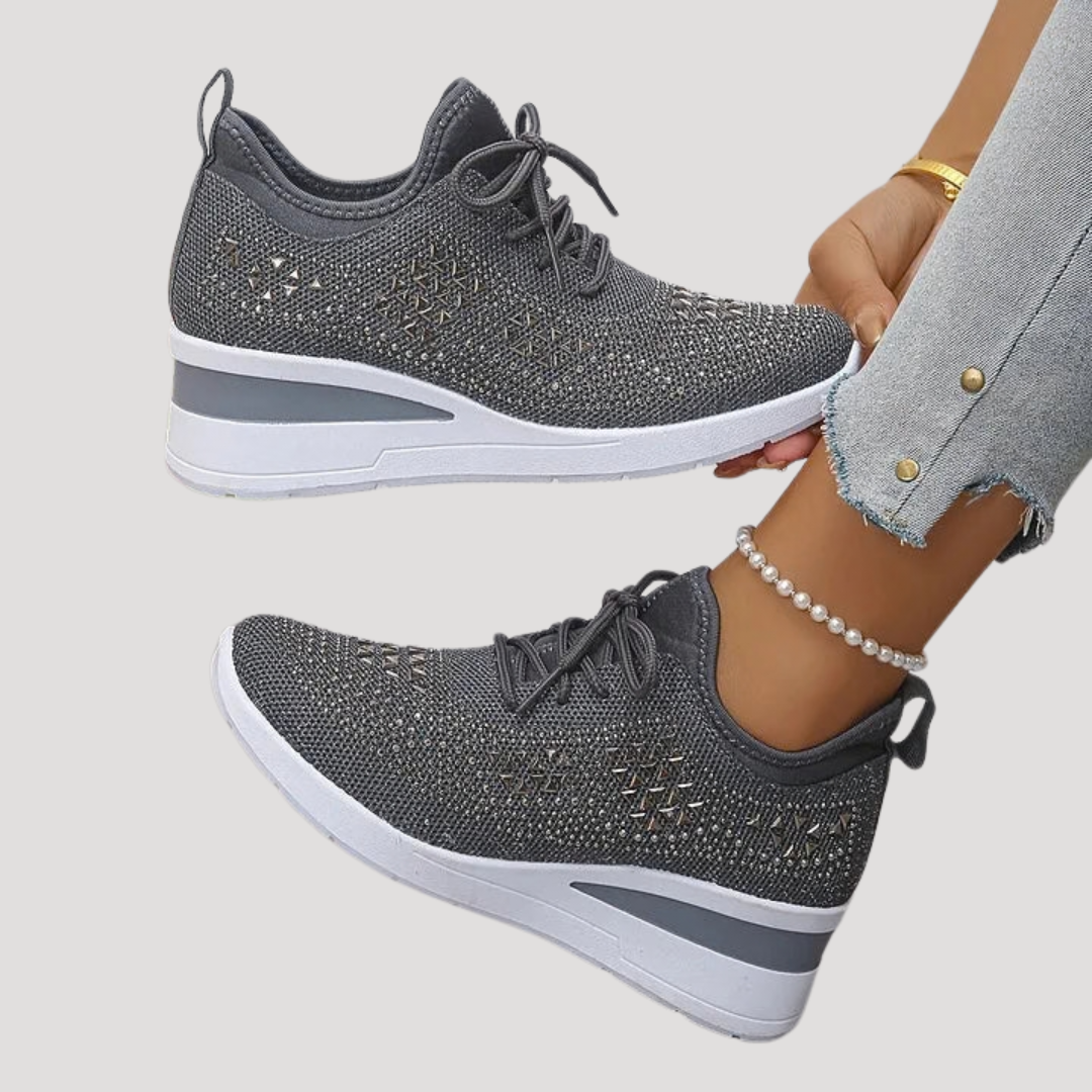 Lirenne | Damen Glitzer Sneaker mit Strasssteinen Plateau