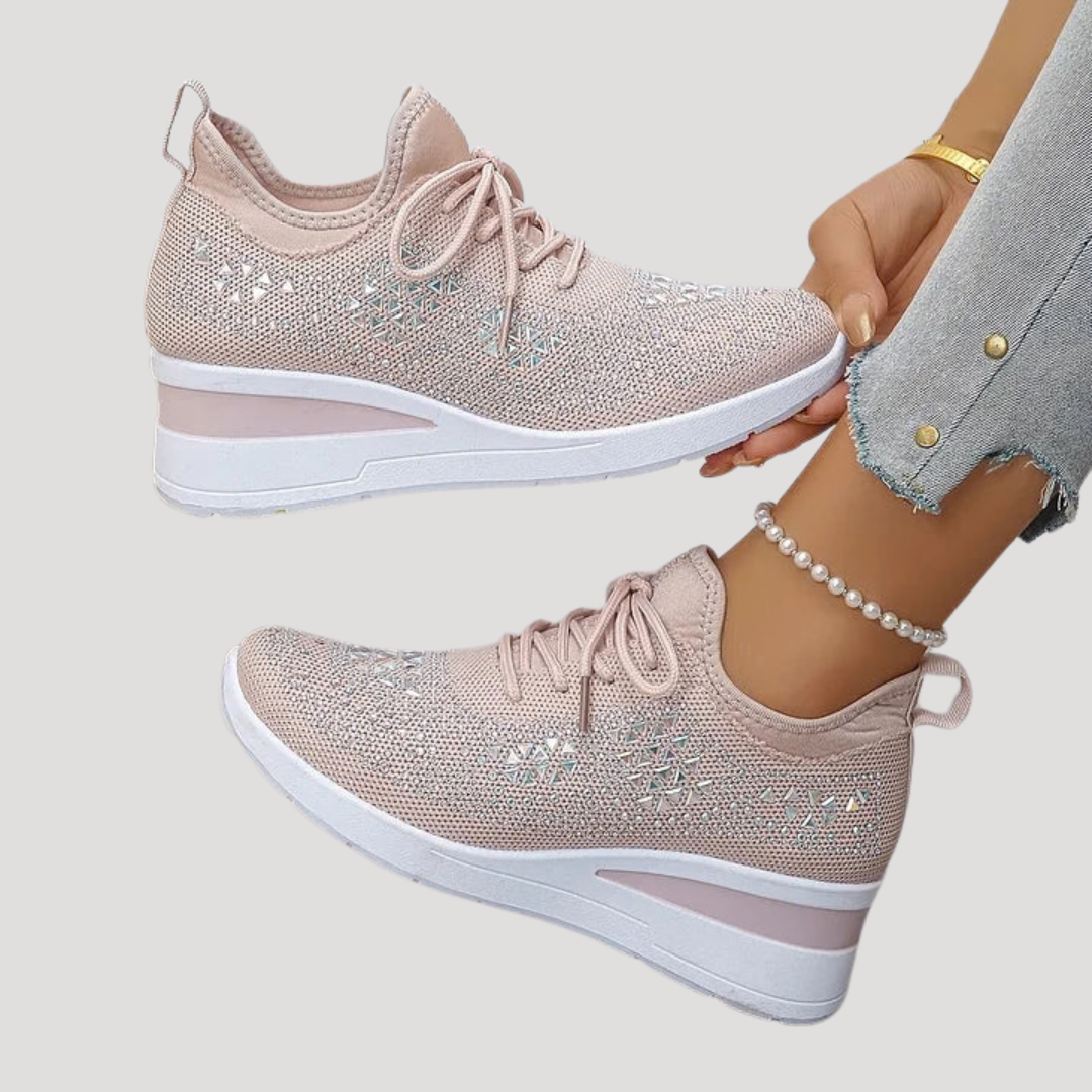 Lirenne | Damen Glitzer Sneaker mit Strasssteinen Plateau