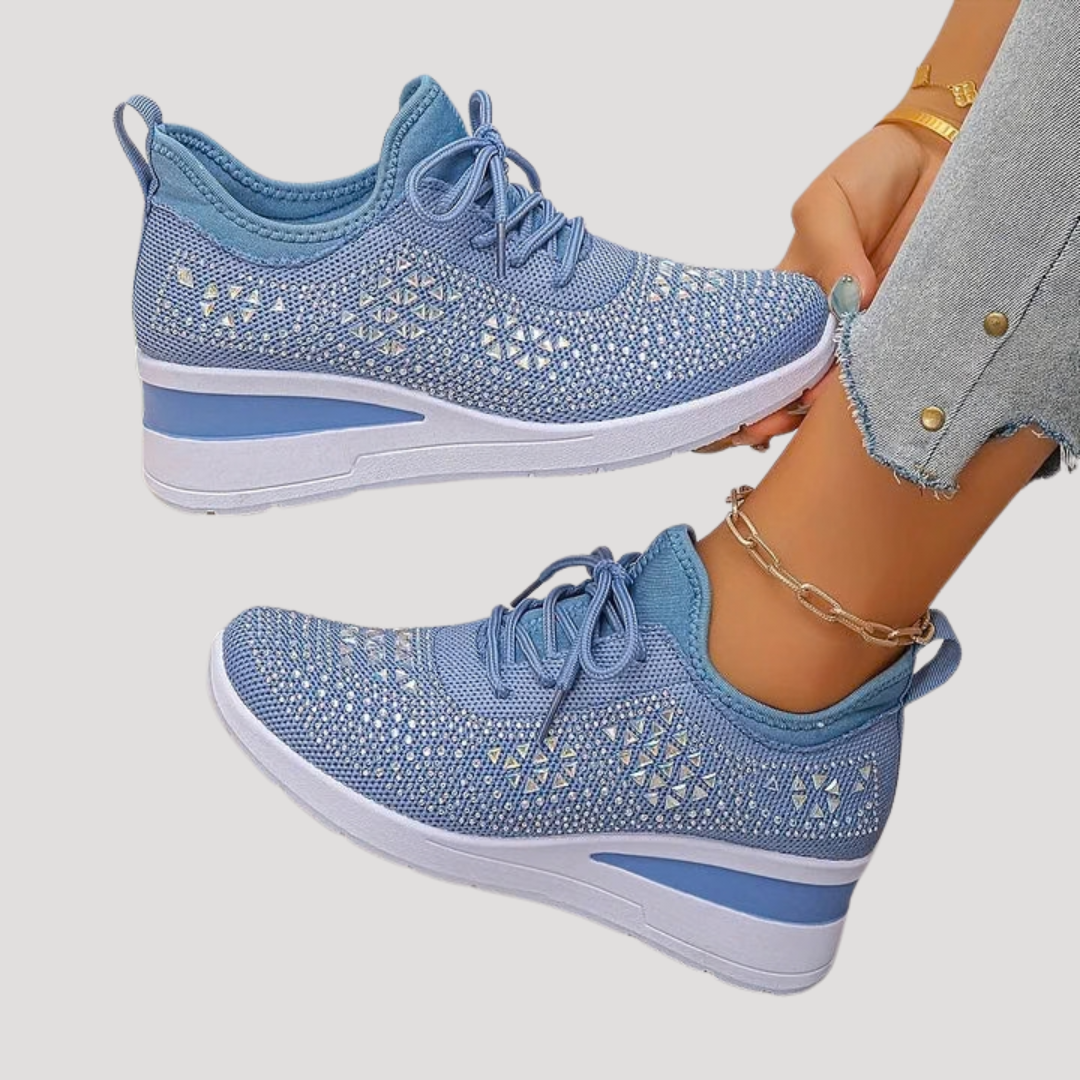 Lirenne | Damen Glitzer Sneaker mit Strasssteinen Plateau