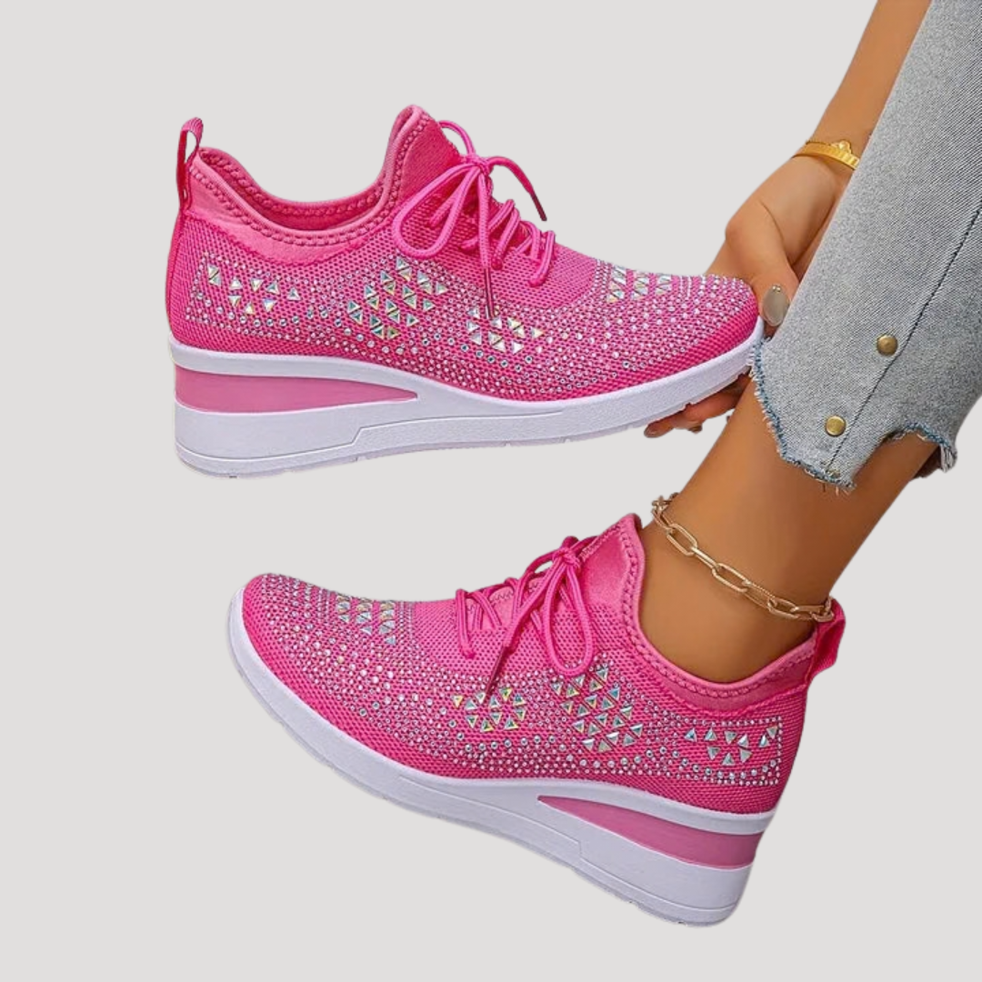 Lirenne | Damen Glitzer Sneaker mit Strasssteinen Plateau