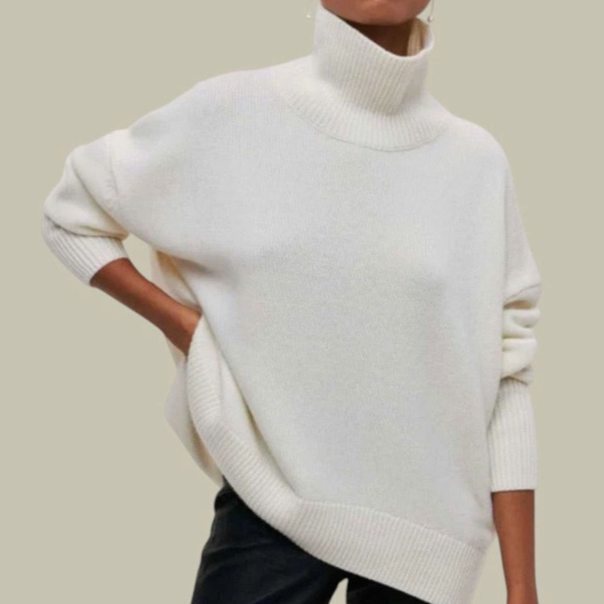 Annika | Locker Geschnittener Rollkragen Strickpullover für Damen Oversized