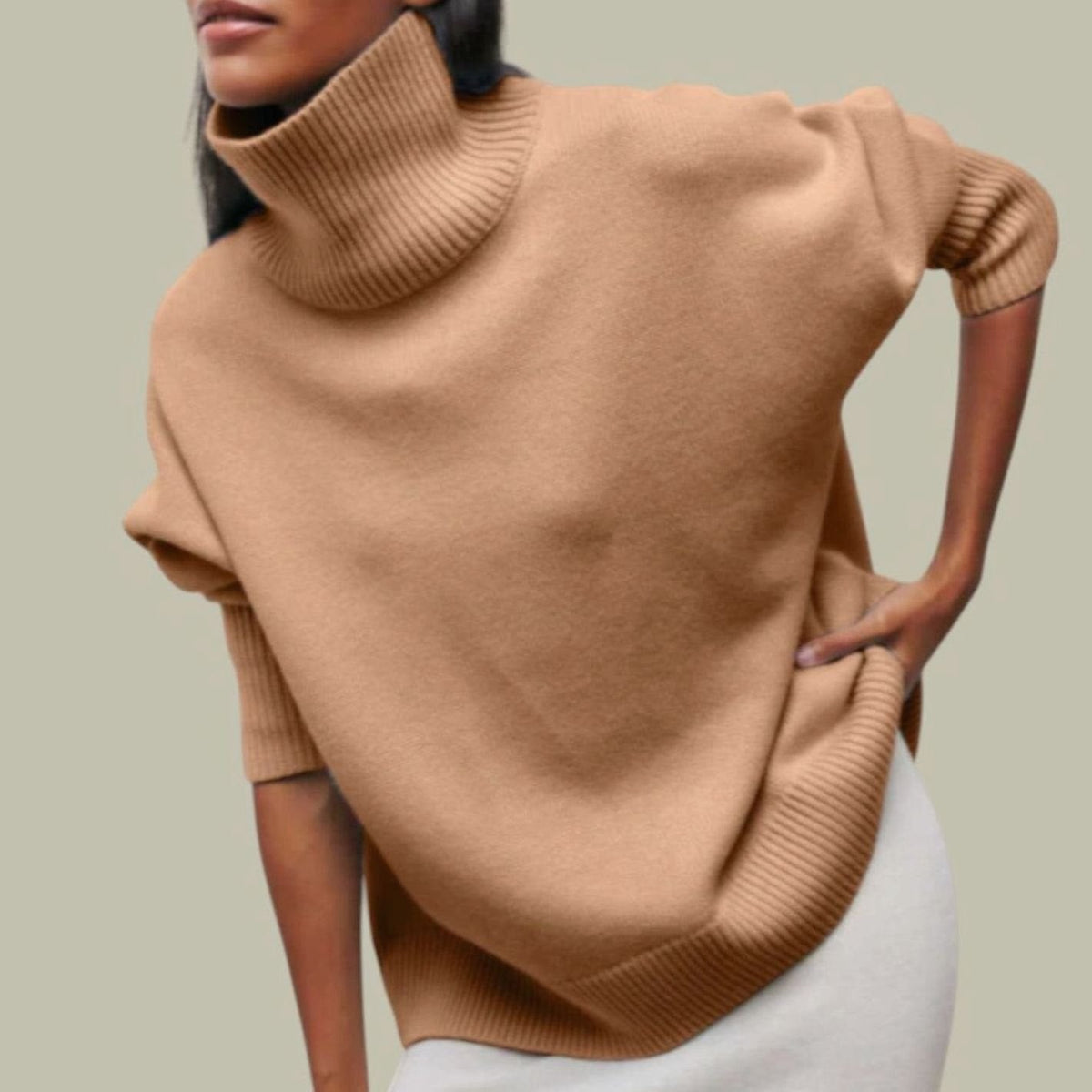 Annika | Locker Geschnittener Rollkragen Strickpullover für Damen Oversized