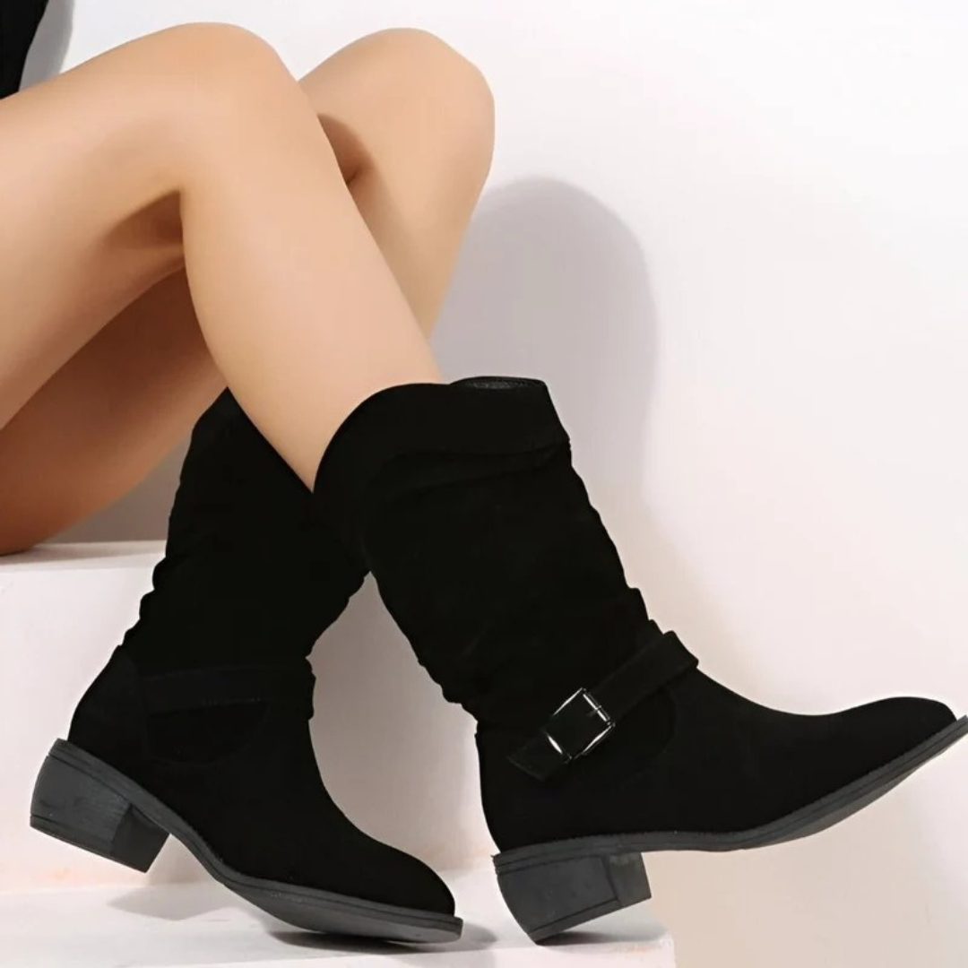 Lorena | Damen Orthopädische Stiefeletten mit Wildleder Optik und seitlicher Schnalle